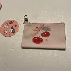 Cherry Print Pink Coin Pouch